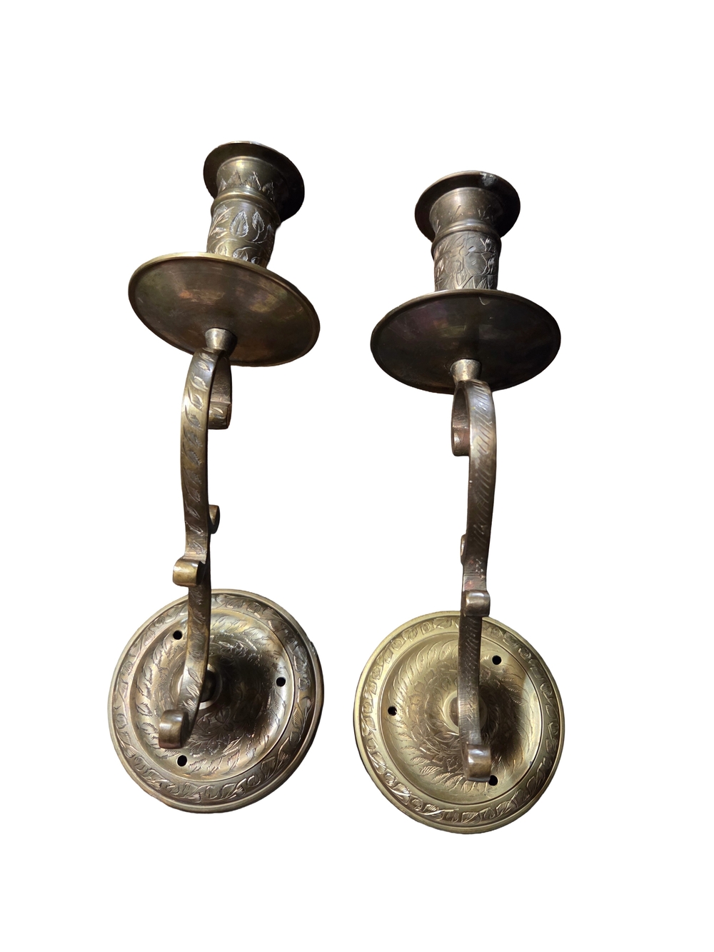 Vintage-Inspired Brass Wall Candle Sconces - Pair